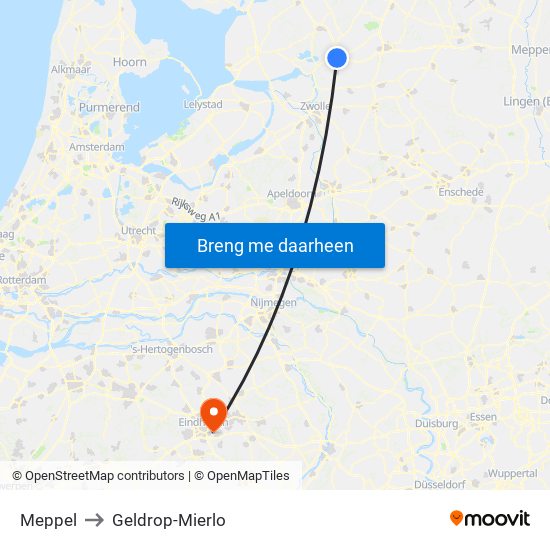 Meppel to Geldrop-Mierlo map