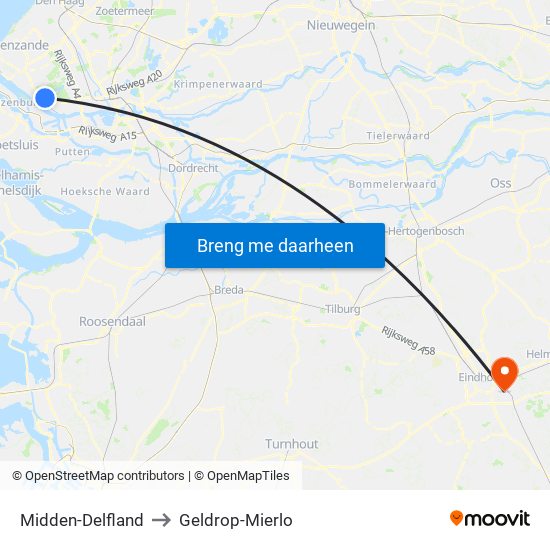 Midden-Delfland to Geldrop-Mierlo map