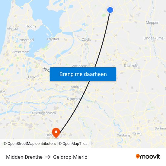 Midden-Drenthe to Geldrop-Mierlo map