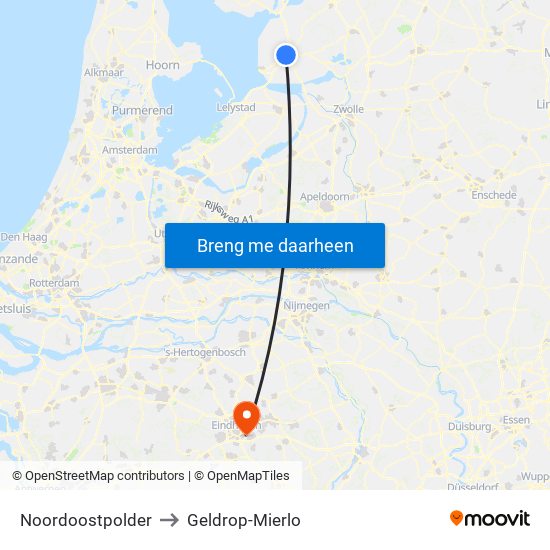 Noordoostpolder to Geldrop-Mierlo map