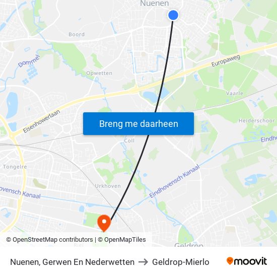 Nuenen, Gerwen En Nederwetten to Geldrop-Mierlo map