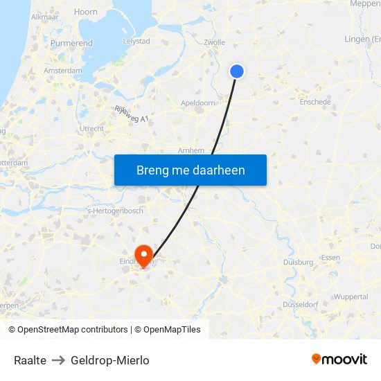 Raalte to Geldrop-Mierlo map