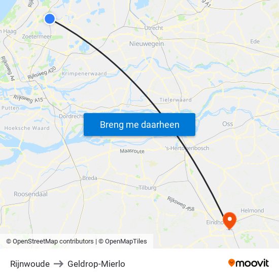 Rijnwoude to Geldrop-Mierlo map
