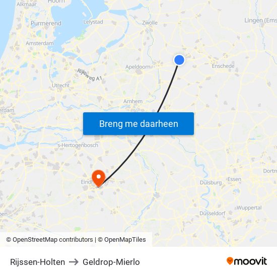 Rijssen-Holten to Geldrop-Mierlo map