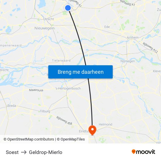 Soest to Geldrop-Mierlo map