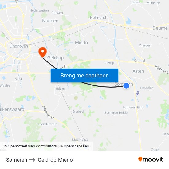 Someren to Geldrop-Mierlo map