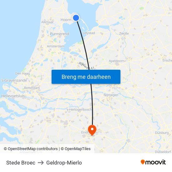 Stede Broec to Geldrop-Mierlo map