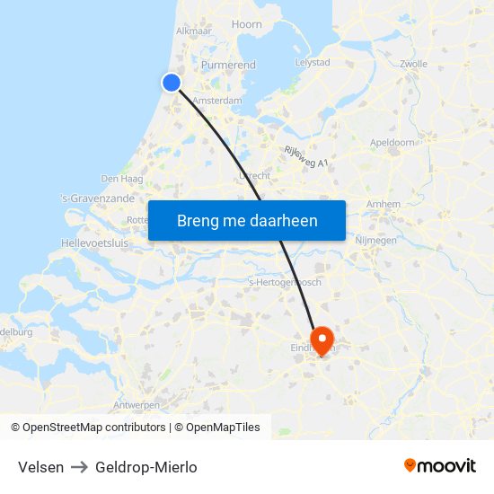 Velsen to Geldrop-Mierlo map