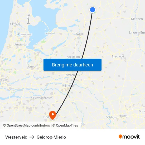 Westerveld to Geldrop-Mierlo map