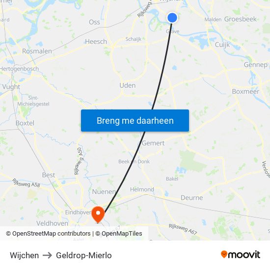Wijchen to Geldrop-Mierlo map