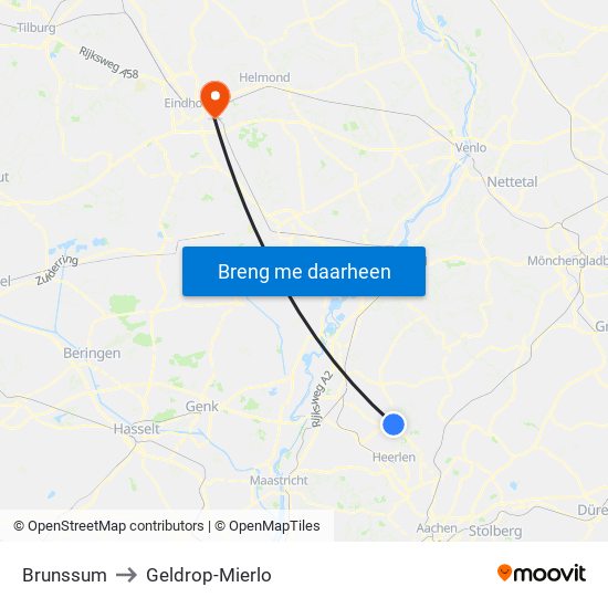 Brunssum to Geldrop-Mierlo map