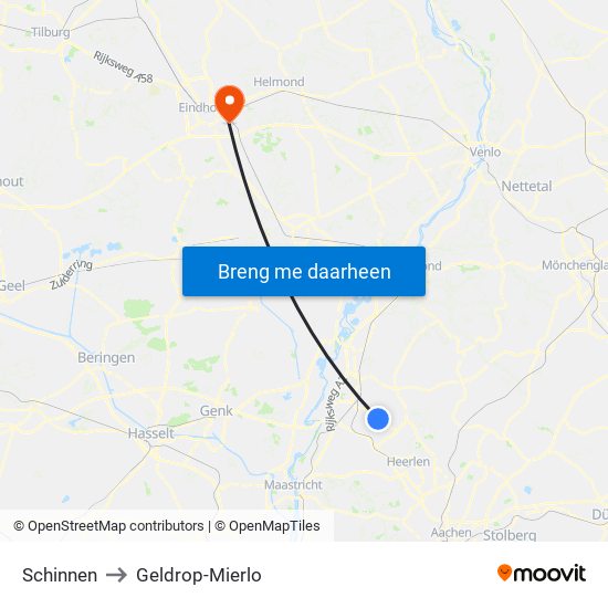Schinnen to Geldrop-Mierlo map