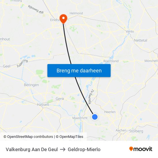 Valkenburg Aan De Geul to Geldrop-Mierlo map