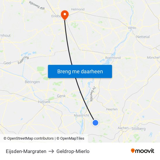 Eijsden-Margraten to Geldrop-Mierlo map