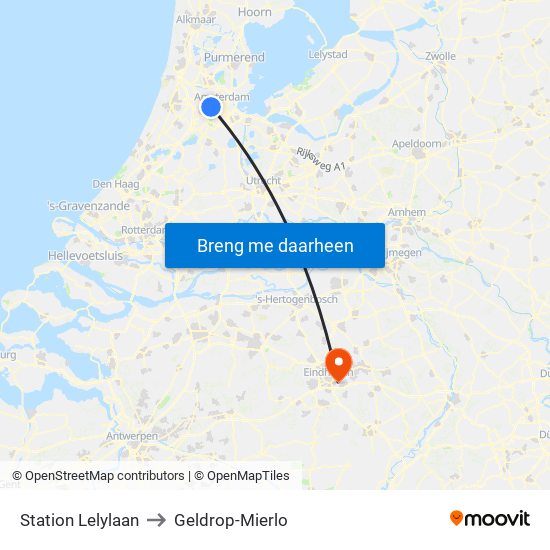 Station Lelylaan to Geldrop-Mierlo map