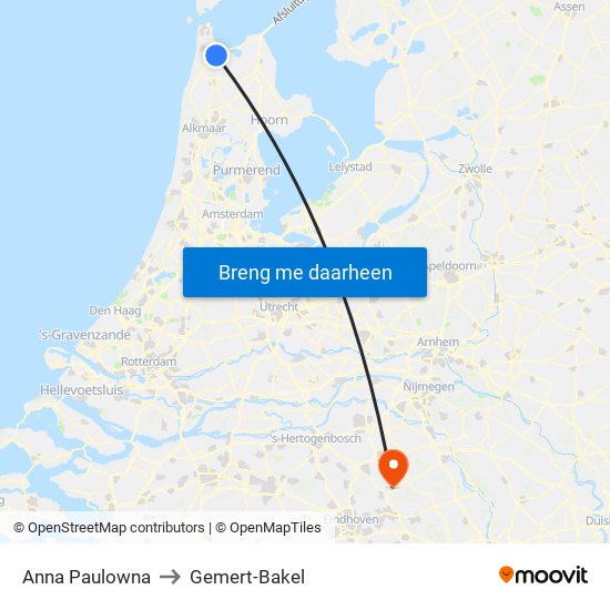 Anna Paulowna to Gemert-Bakel map