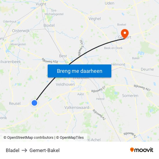 Bladel to Gemert-Bakel map