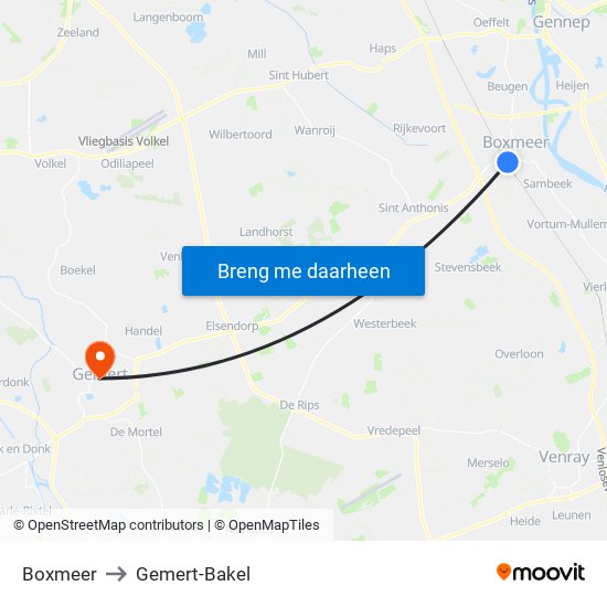Boxmeer to Gemert-Bakel map