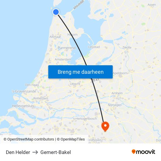 Den Helder to Gemert-Bakel map