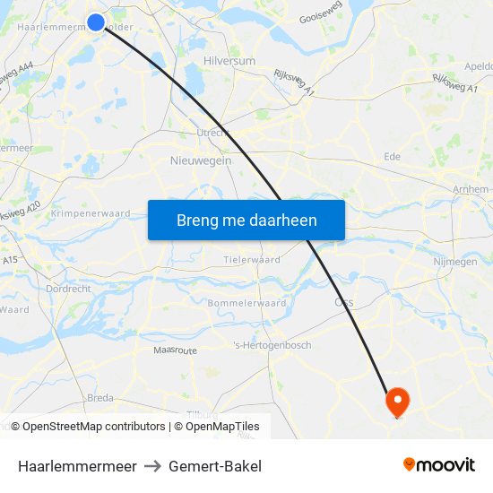 Haarlemmermeer to Gemert-Bakel map