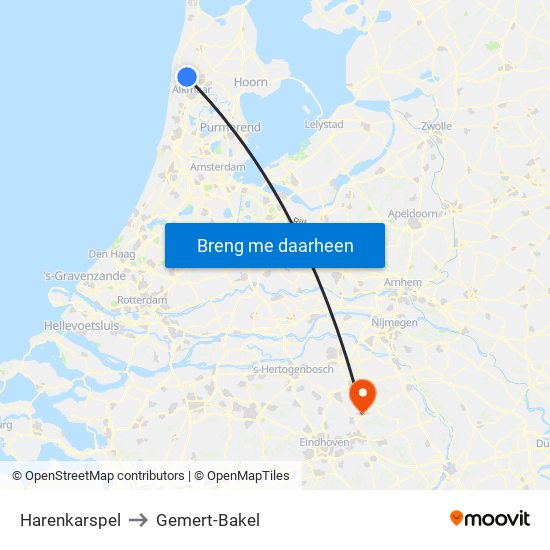 Harenkarspel to Gemert-Bakel map