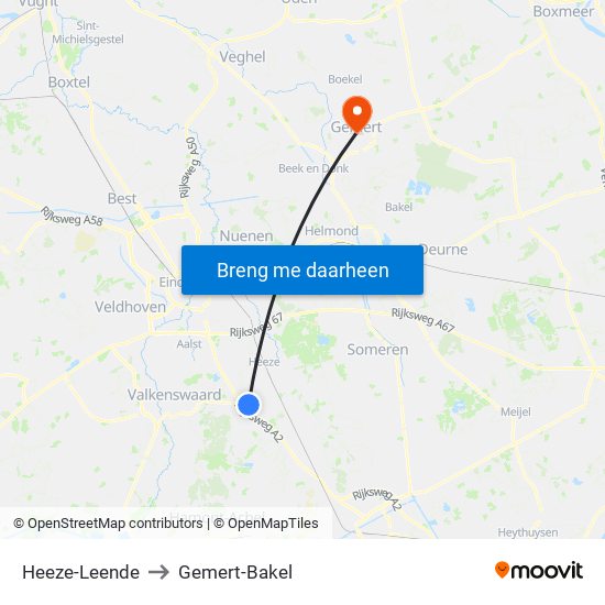 Heeze-Leende to Gemert-Bakel map