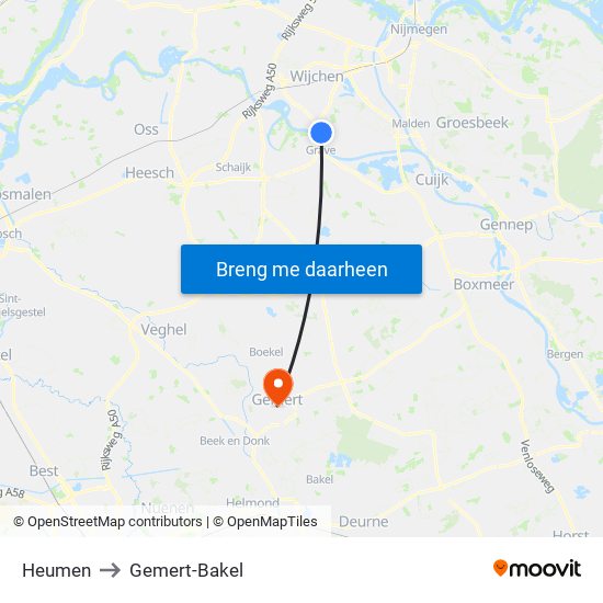 Heumen to Gemert-Bakel map