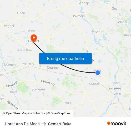 Horst Aan De Maas to Gemert-Bakel map