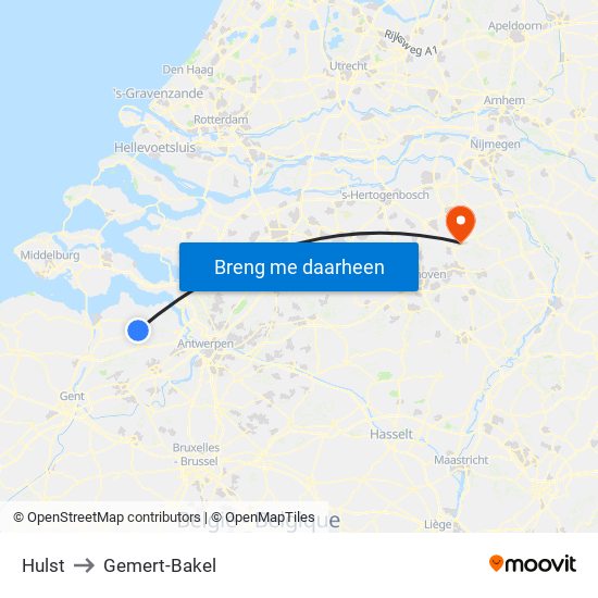 Hulst to Gemert-Bakel map
