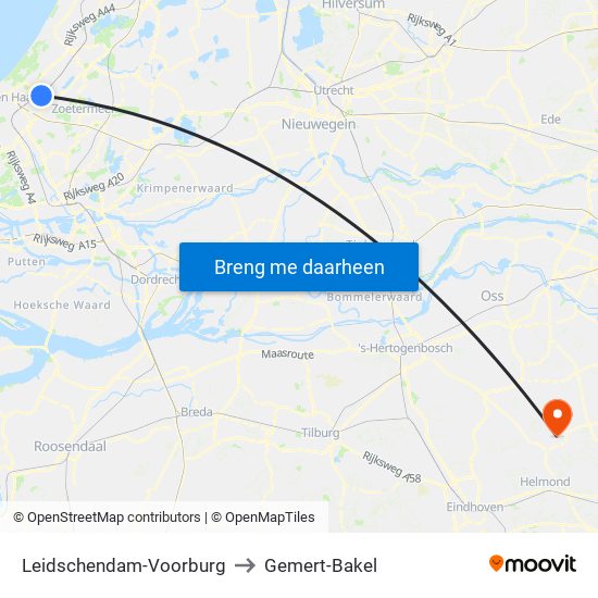 Leidschendam-Voorburg to Gemert-Bakel map