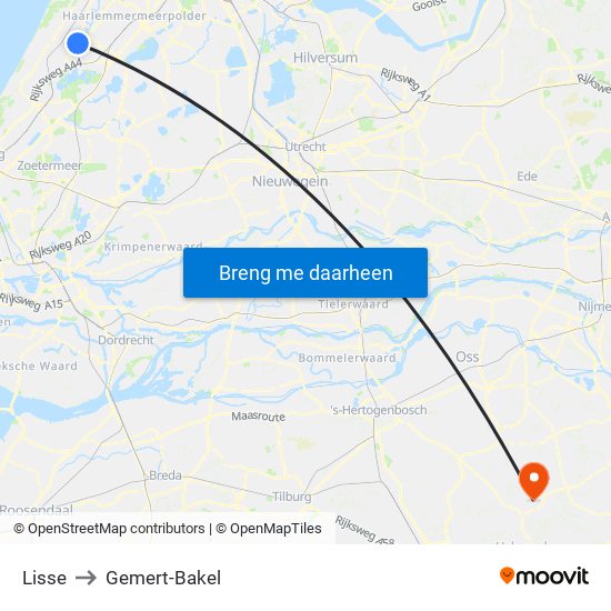 Lisse to Gemert-Bakel map