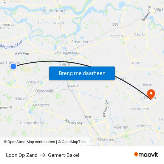 Loon Op Zand to Gemert-Bakel map