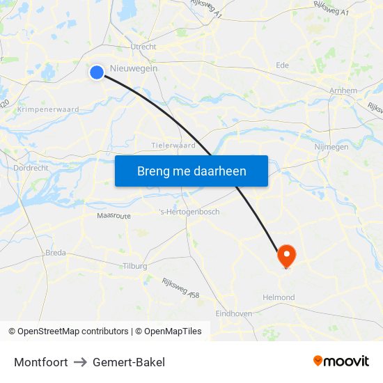 Montfoort to Gemert-Bakel map