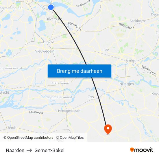 Naarden to Gemert-Bakel map