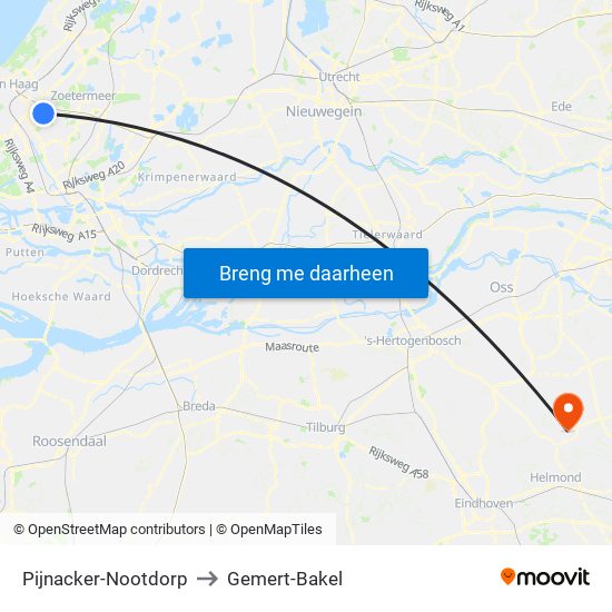 Pijnacker-Nootdorp to Gemert-Bakel map