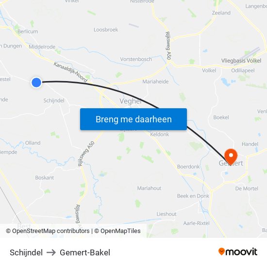 Schijndel to Gemert-Bakel map