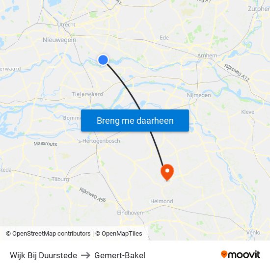 Wijk Bij Duurstede to Gemert-Bakel map