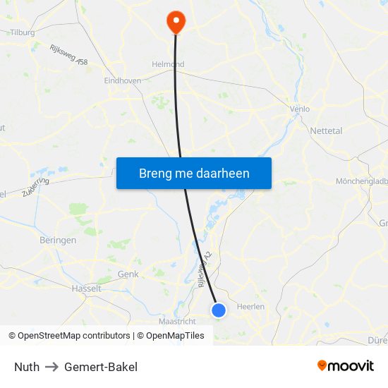 Nuth to Gemert-Bakel map