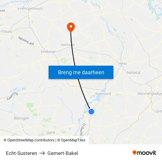 Echt-Susteren to Gemert-Bakel map