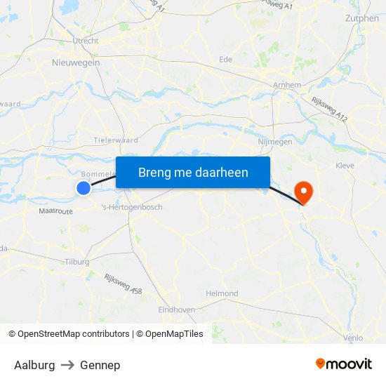 Aalburg to Gennep map