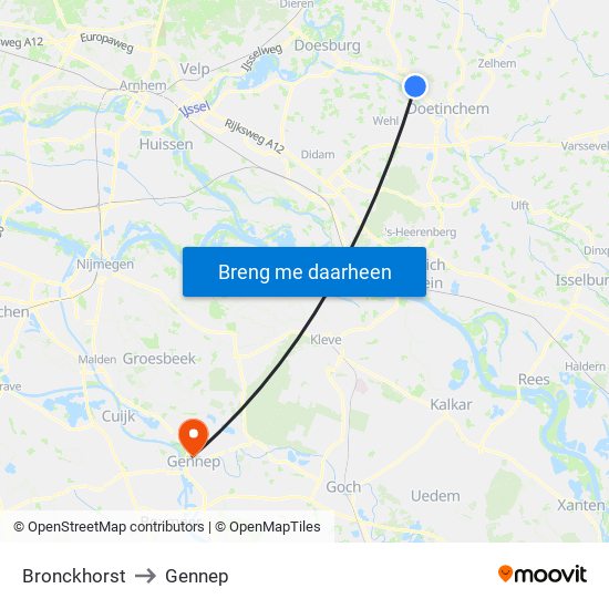 Bronckhorst to Gennep map