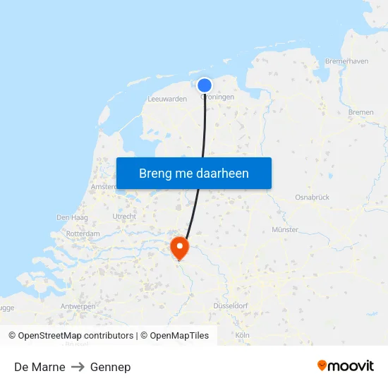 De Marne to Gennep map