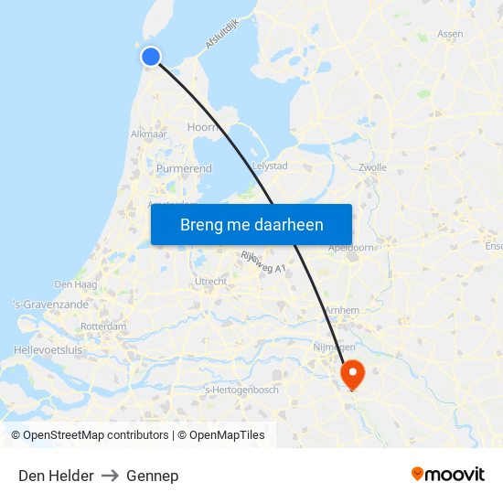 Den Helder to Gennep map