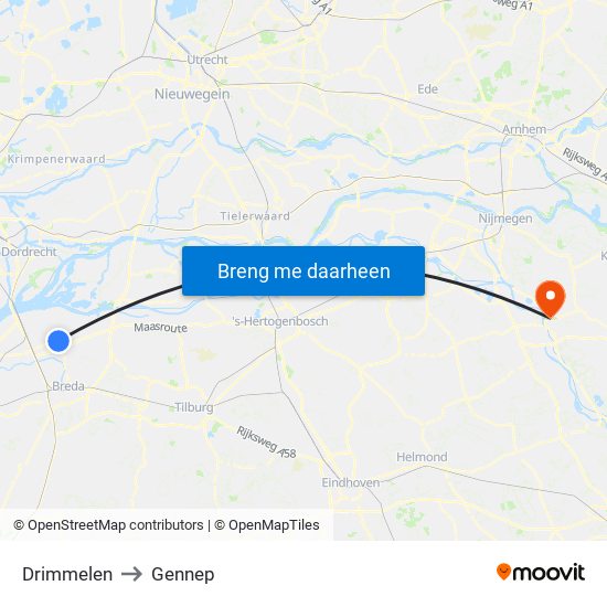 Drimmelen to Gennep map