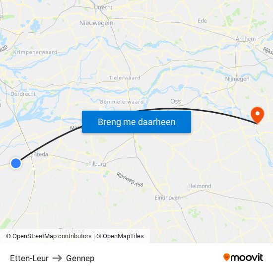 Etten-Leur to Gennep map