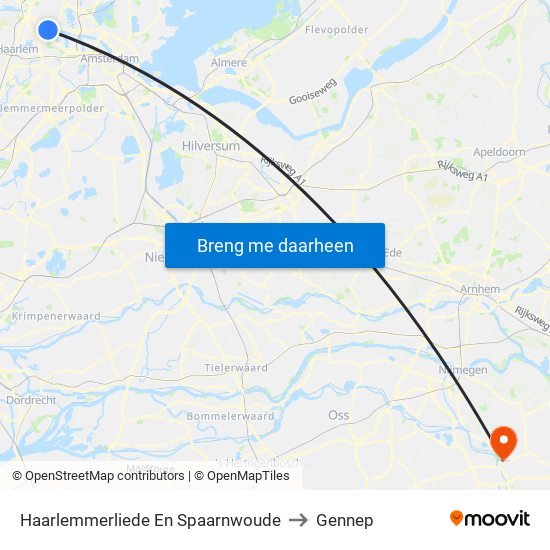Haarlemmerliede En Spaarnwoude to Gennep map