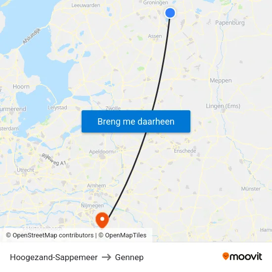 Hoogezand-Sappemeer to Gennep map