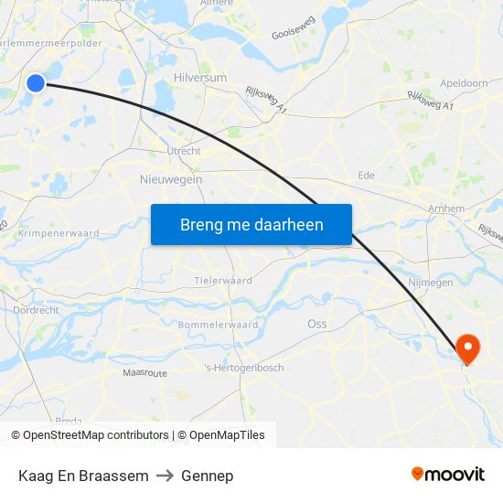 Kaag En Braassem to Gennep map