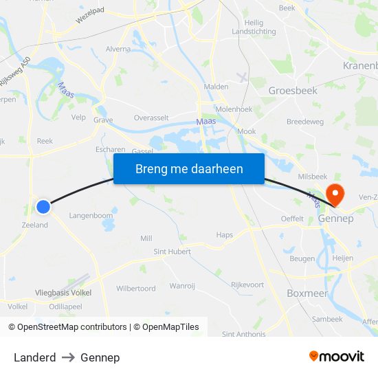 Landerd to Gennep map