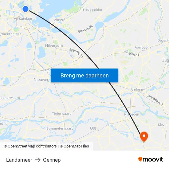 Landsmeer to Gennep map